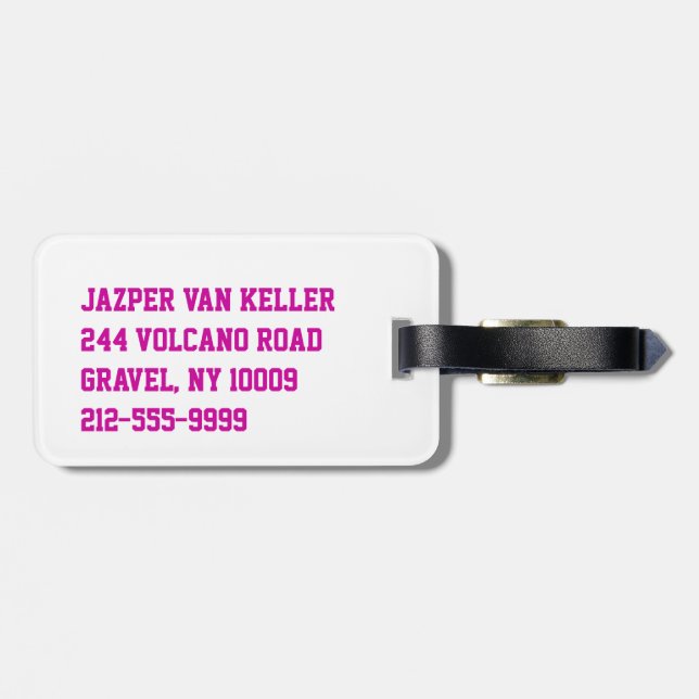 Waterboy Volleyball in Pink Luggage Tag (Back Horizontal)