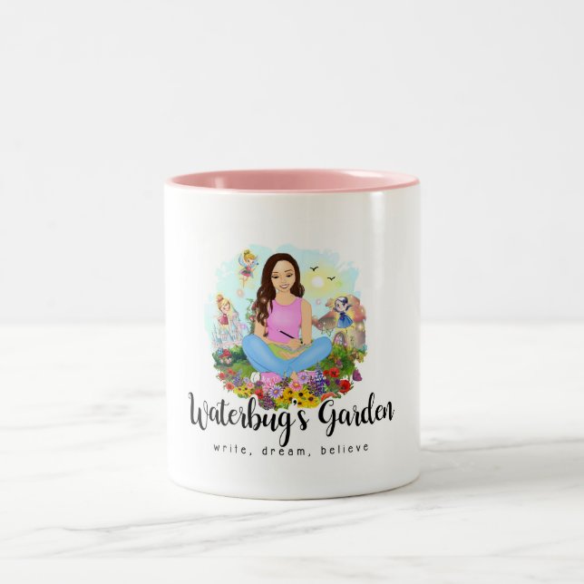 Waterbug's Garden Mug-Write, Dream, Believe Two-Tone Coffee Mug (Center)