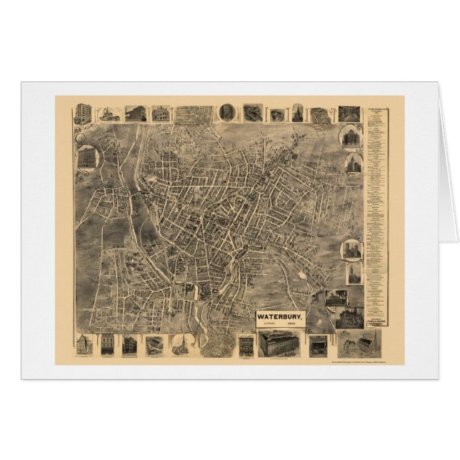 Waterbury, carte panoramique de CT - 1899 (Devant horizontal)