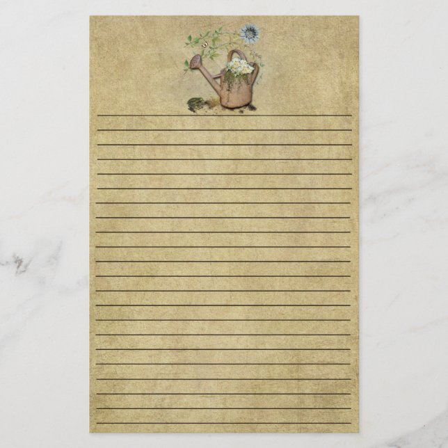 Watercan & Garden Things-1- Lined Stationery (Front)
