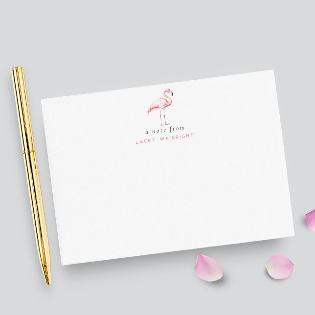 Waterccolor Flamingo Personalized Stationery Card (Creator Uploaded)