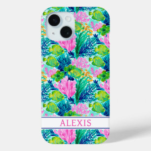 Watercol Coral Reef Monogrammed Case-Mate iPhone C 15 Case