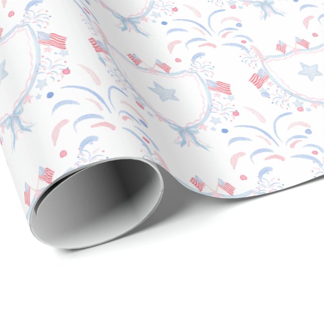 Watercolor 4th of July Fireworks Wrapping Paper (Roll Corner)