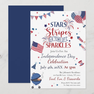 Watercolor 4th of July Party  Invitation