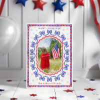 Watercolor 4th of July Patriotic Bow American