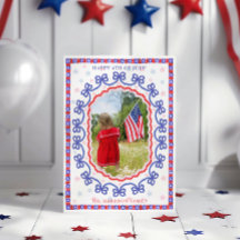 Watercolor 4th of July Patriotic Bow American