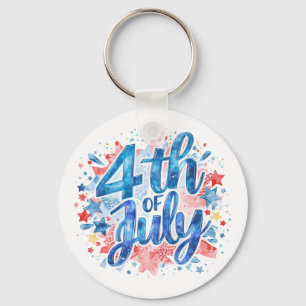 Watercolor 4th of July Patriotic Keychain