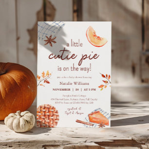 Watercolor A Cutie Pie Is On The Way Baby Shower Invitation