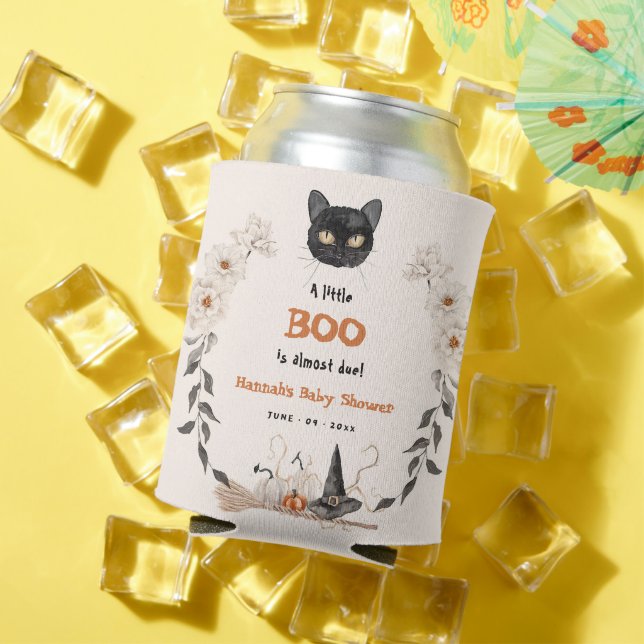 Watercolor A Little Boo Halloween Baby Shower Can Cooler (In Situ Summer)