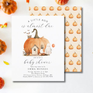 Watercolor A Little Boo Is Almost Due Invitation