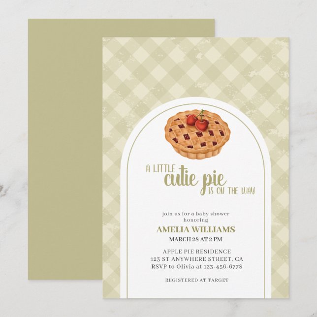 Watercolor A little cutie pie fall baby shower Invitation (Front/Back)