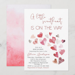 Watercolor a little sweet heart is on the way Baby Invitation