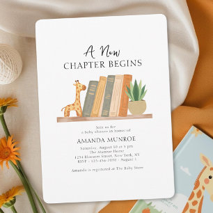 Watercolor A New Chapter Begins Baby Shower  Invitation