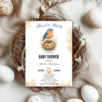 Watercolor About to Hatch Bluebird Nest Baby Showe