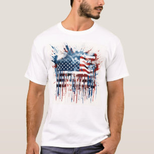 Watercolor abstract American flag T-Shirt