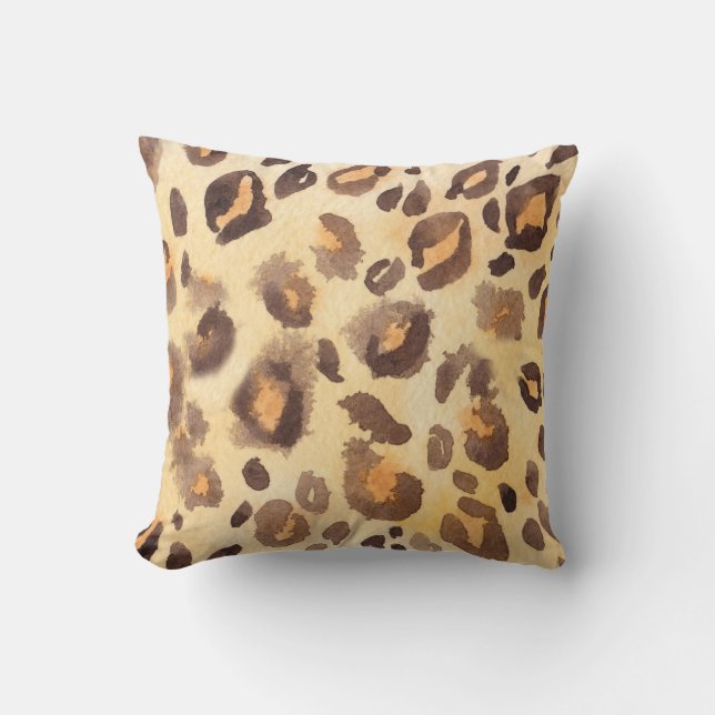 Watercolor abstract background of leopard skin imi throw pillow (Front)