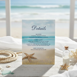 Watercolor Abstract Beach Starfish Wedding Details Enclosure Card