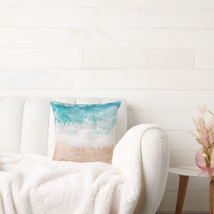 Watercolor Abstract Beach Throw Pillow