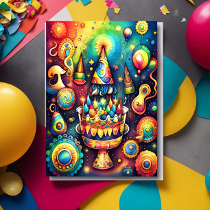 Watercolor Abstract Birthday Design Invitation