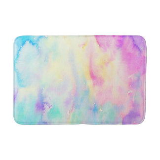 Watercolor abstract blue and purple Shower Mat