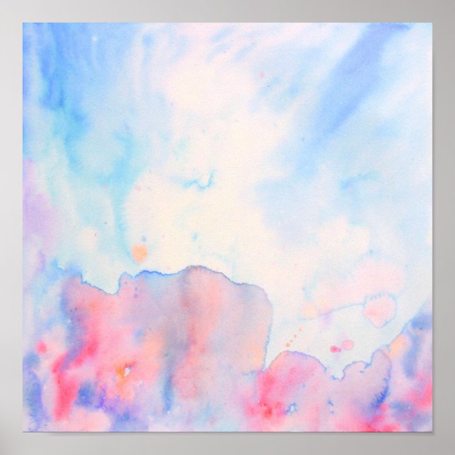 Watercolor Abstract Blue Landscape Print (Front)