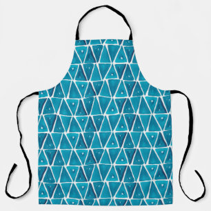 Watercolor abstract blue triangles seamless backgr apron
