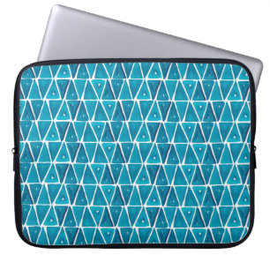 Watercolor abstract blue triangles seamless backgr laptop sleeve