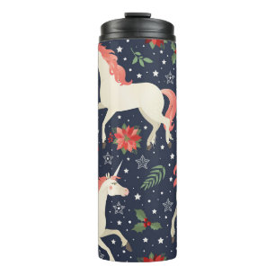Watercolor abstract blue triangles seamless backgr thermal tumbler