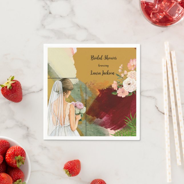 watercolor abstract bridal shower invitation napkin (Insitu)