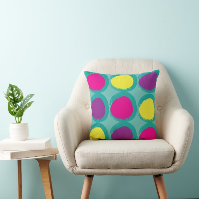 Watercolor Abstract Circles Throw Pillow (Chair)