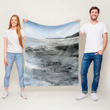 Watercolor Abstract Coastal Rocky Beach Painting