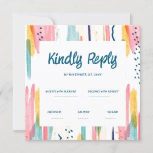 Watercolor Abstract Colourful Brush Wedding Rsvp Invitation