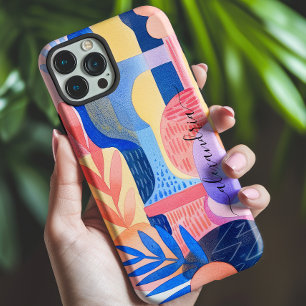 Watercolor Abstract Colourful Shapes With Name iPhone 15 Case