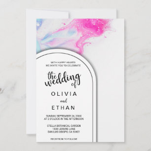 Watercolor abstract colourful Wedding Invitation