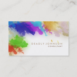 Watercolor Abstract Elegant Cool Multi-colour Brow Business Card