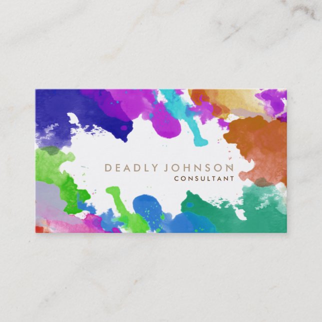 Watercolor Abstract Elegant Cool Multi-colour Business Card (Front)