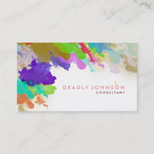 Watercolor Abstract Elegant Cool Multi-colour Pink Business Card