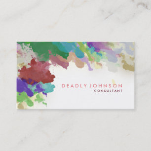 Watercolor Abstract Elegant Cool Multi-colour Pink Business Card