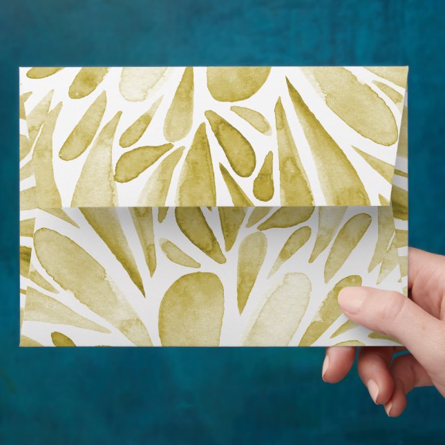 Watercolor Abstract floral burst pattern yellow Envelope (Hand)
