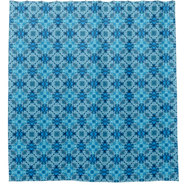 Watercolor Abstract Floral Denim Blue   (Front)