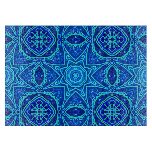 Watercolor Abstract Floral Denim Blue   Cutting Bo Board (Front)