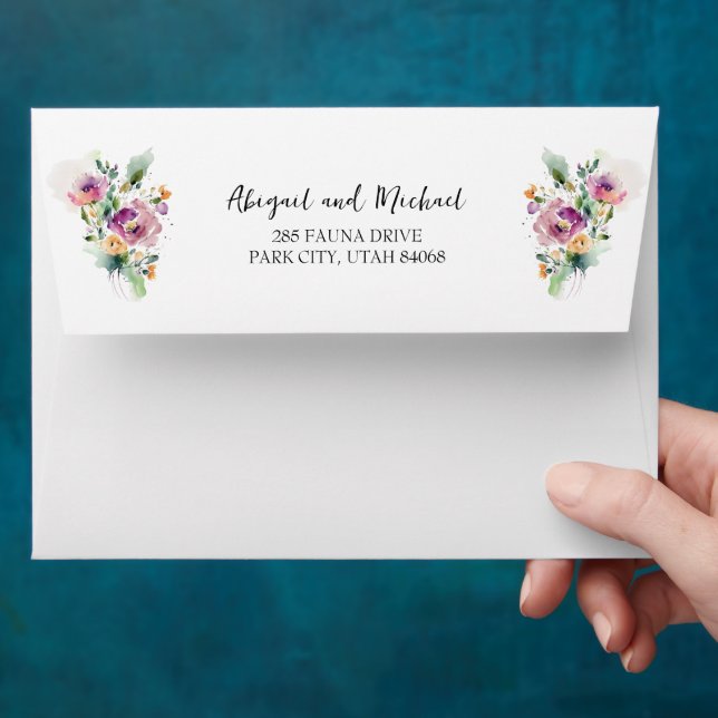 Watercolor Abstract Floral Envelope (Hand)