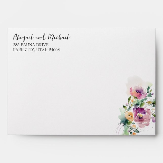 Watercolor Abstract Floral Envelope (Front)