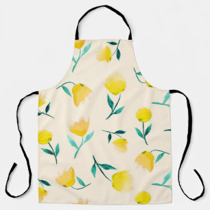 Watercolor Abstract Floral Peony Pattern Apron