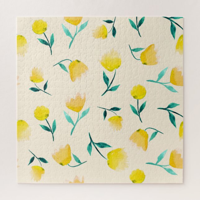 Watercolor Abstract Floral Peony Pattern Jigsaw Puzzle (Vertical)