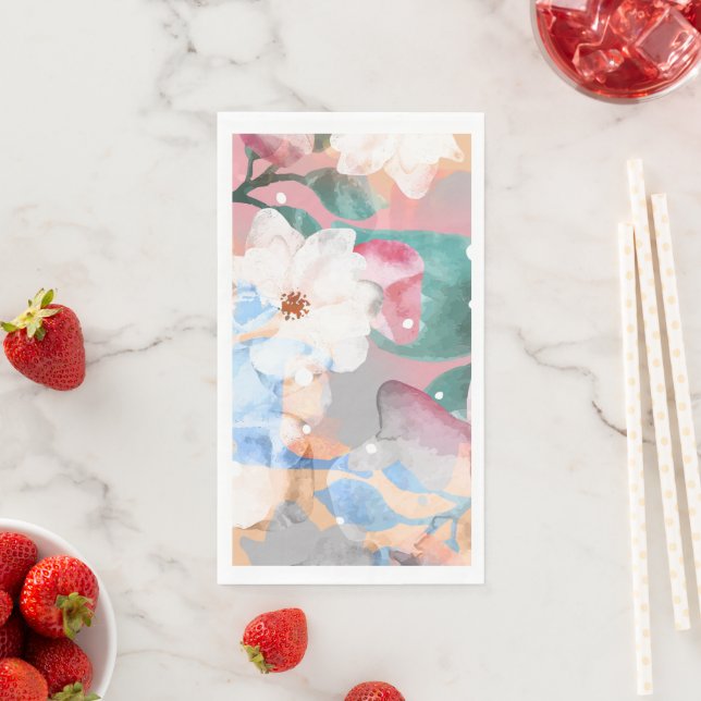 Watercolor Abstract Flowers 1 Napkin (Insitu)