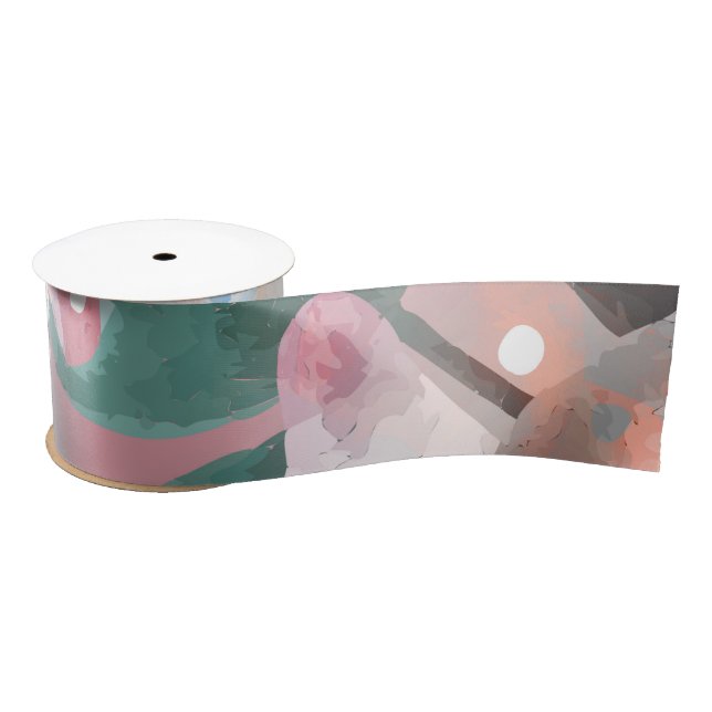 Watercolor Abstract Flowers 1 Satin Ribbon (Spool)
