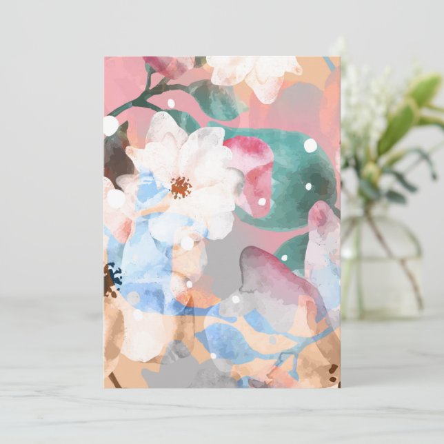Watercolor Abstract Flowers 1 Thank You Card (Standing Front)
