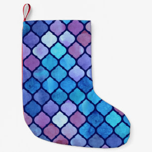 Watercolor Abstract Geometric Arab Tiles Small Christmas Stocking