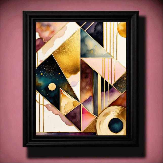Watercolor Abstract Geometric Painting Gold 4:5 Poster (Creator Uploaded)